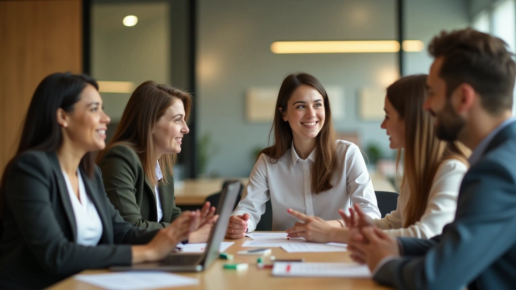 Colleagues communicating openly in a welcoming workspace