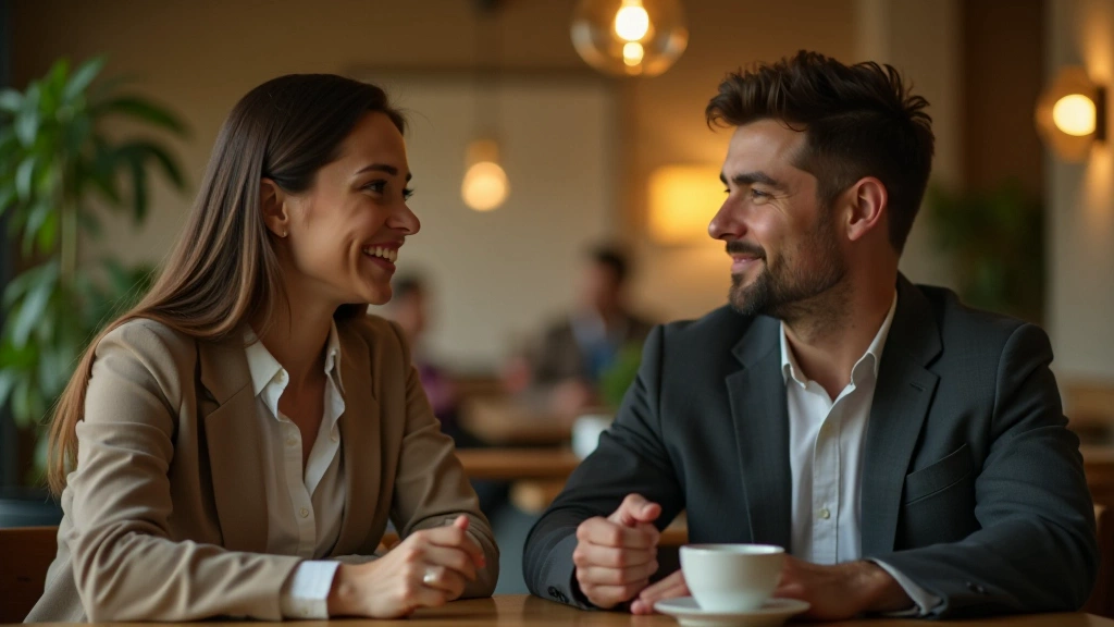 Two people reflecting on a point during a friendly discussion